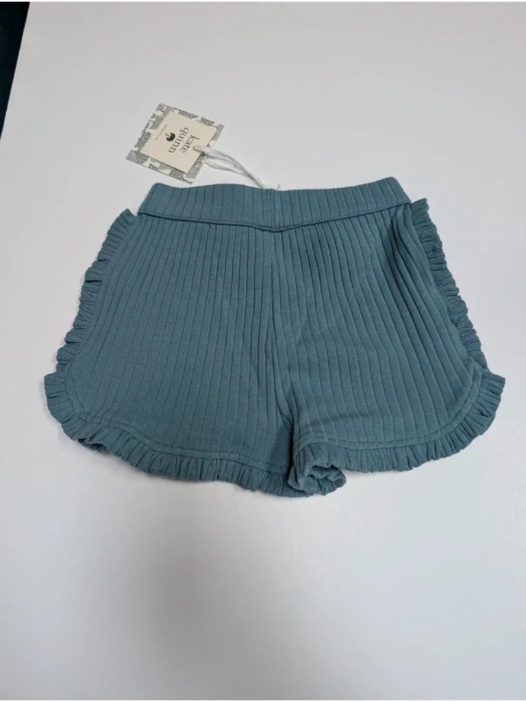Kate Quinn Wide Rib Blue Smoke Ruffle Track Shorts 2t — image 3 of 3